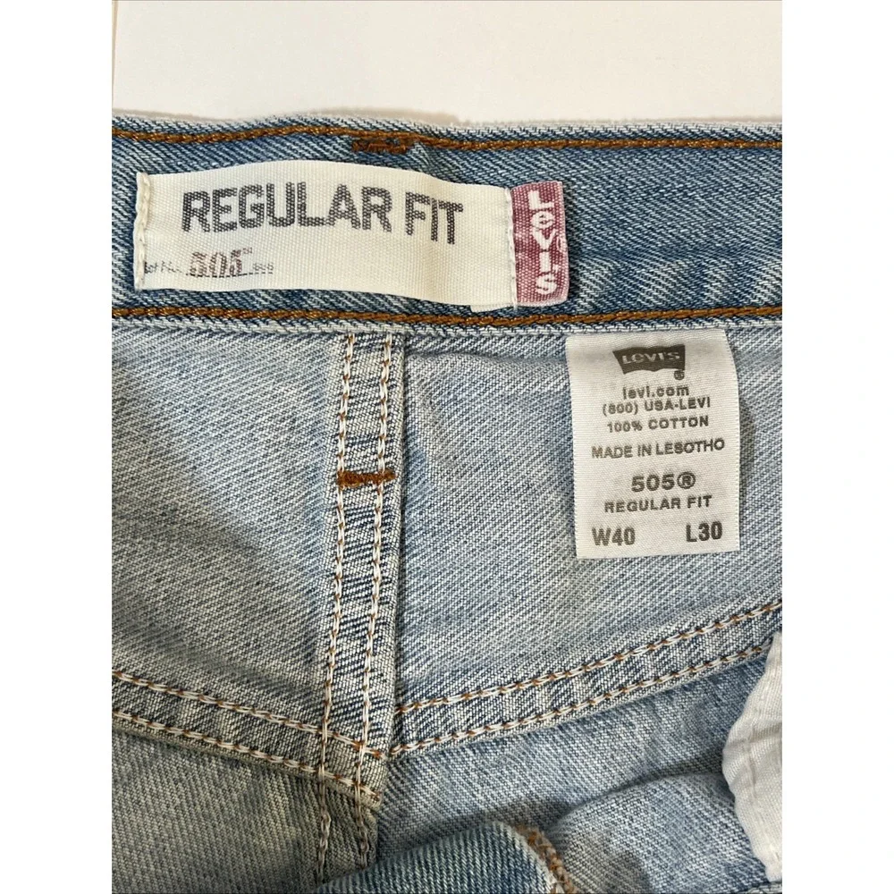 Levis 505 Jeans Mens 40x30 Light Blue Denim Pants Regular Fit  Y2K Retro